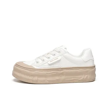 EXULL Q Cookie White Sneakers Lightweight Low Top Skateboard Shoes Women's Khaki
