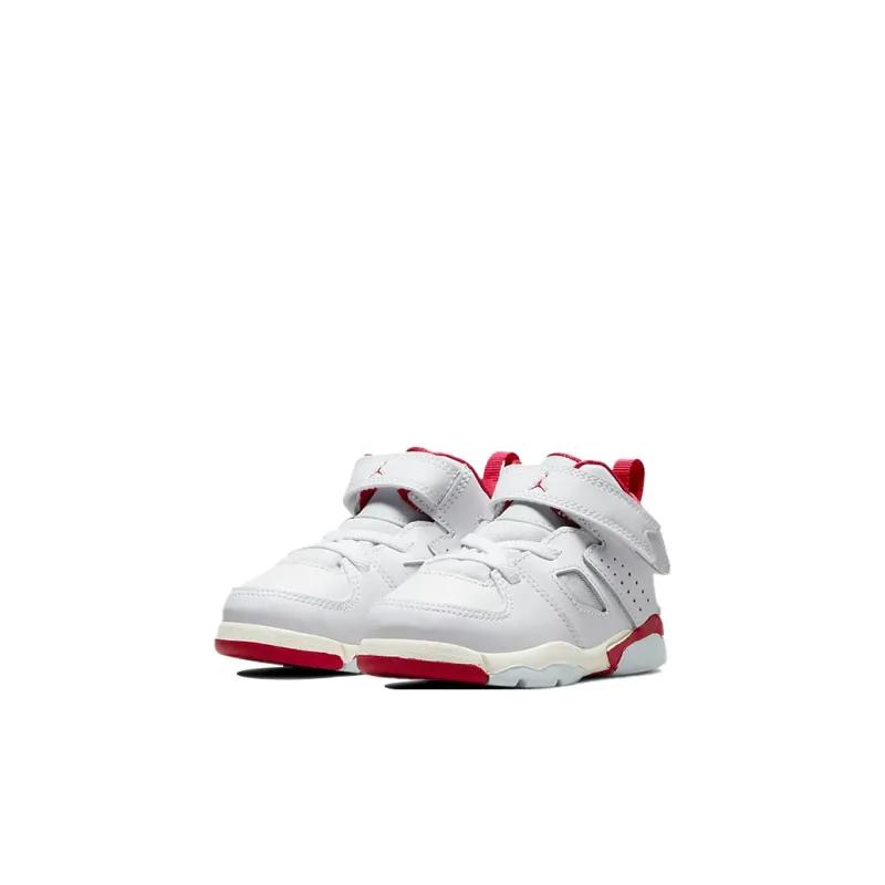 Jordan FLTCLB '91 Anti-Slip Wear-Resistant Mid-Top Vintage Basketball Shoes White Red Infant And Toddler-2