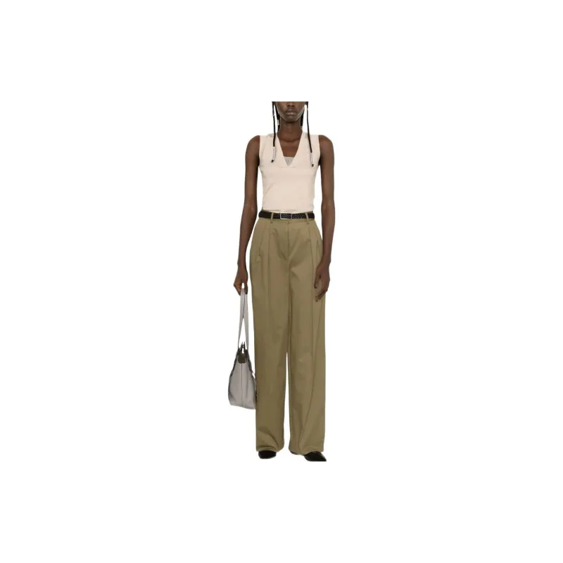 Brunello Cucinelli Ribbed Hem V Neck Top-1
