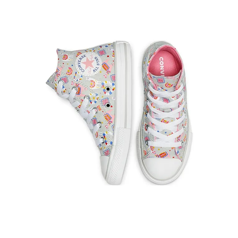Converse Chuck Taylor All Star High Top Kids Canvas Shoes Gray Brown Graffiti Teenagers-3