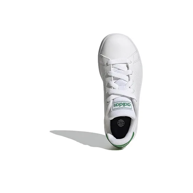 Adidas Neo ADVANTAGE Abrasion Resistant Low Top Kids' Skateboarding Shoes White Green Kids'-4
