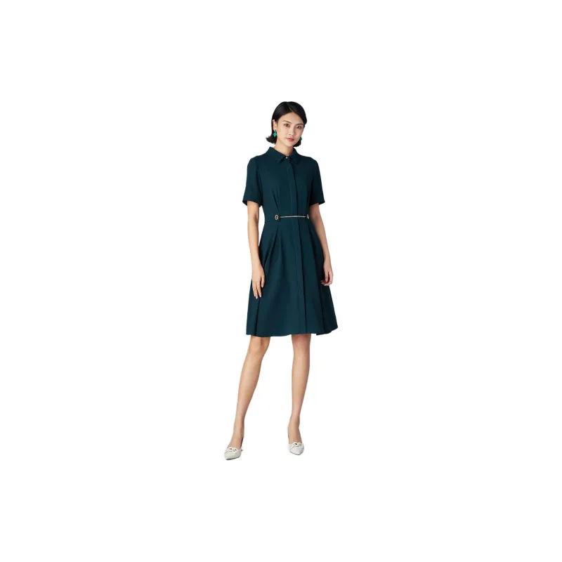 BBLLUUEE Short Sleeved Dress Women's Turquoise-1