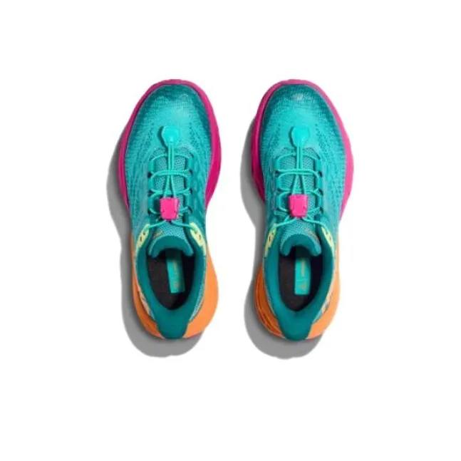 HOKA ONE ONE Cushioning Wear Resistant Low Top Kids' Running Shoes Lake Green Kids'-4