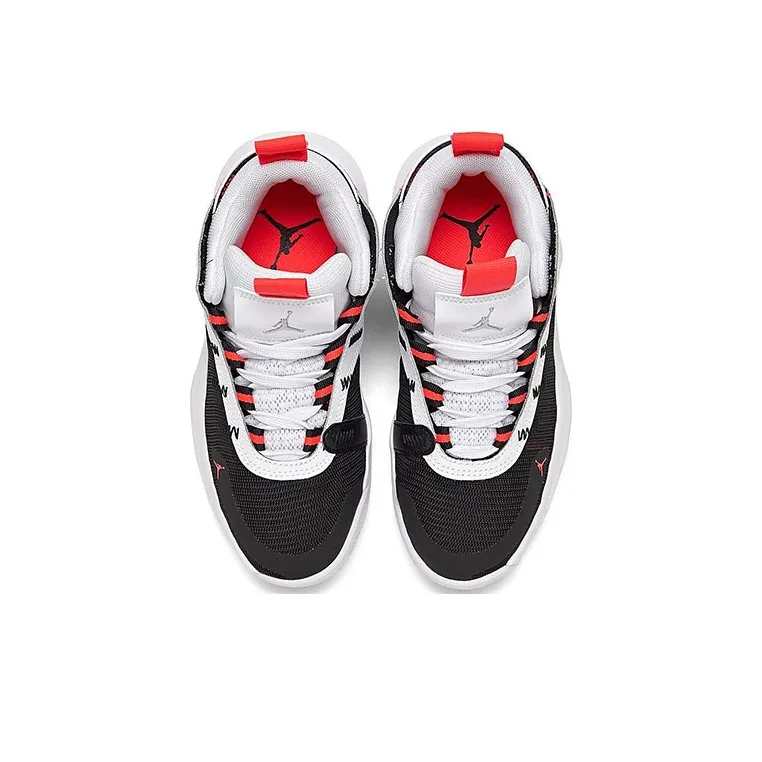 Jordan Jumpman 2020 Mid Top Children's Basketball Shoes Black White Red Unisex-3