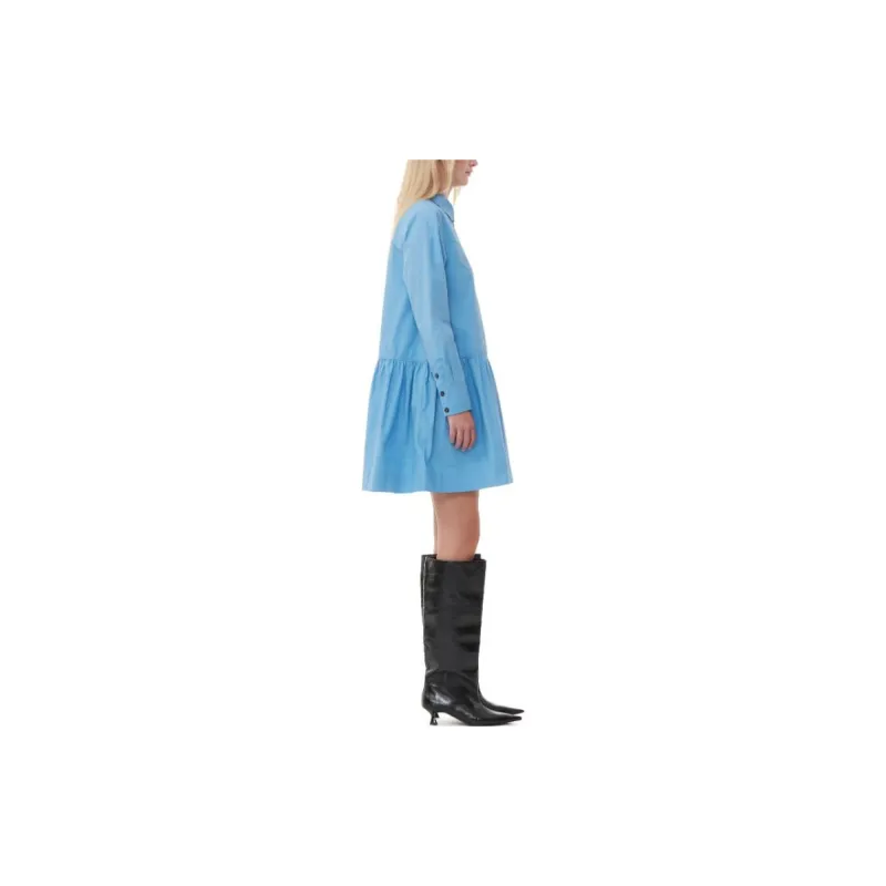 GANNI Long-Sleeved Dresses Women's Silver Lake Blue-4