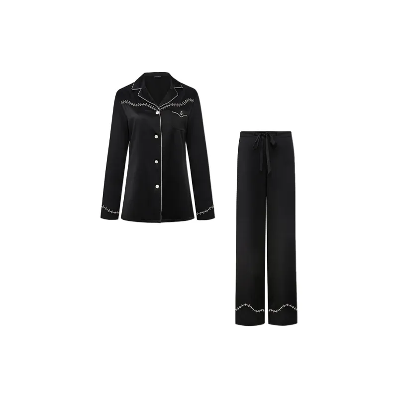 SILKY MIRACLE FW24 Pajama Set Women's Sparkling Black Set-0