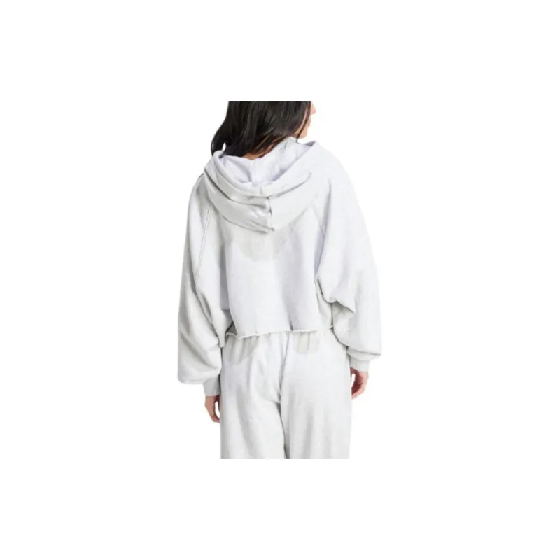 Adidas Originals Cropped Hoodie Sweatshirt Women's Light Heather Gray-4