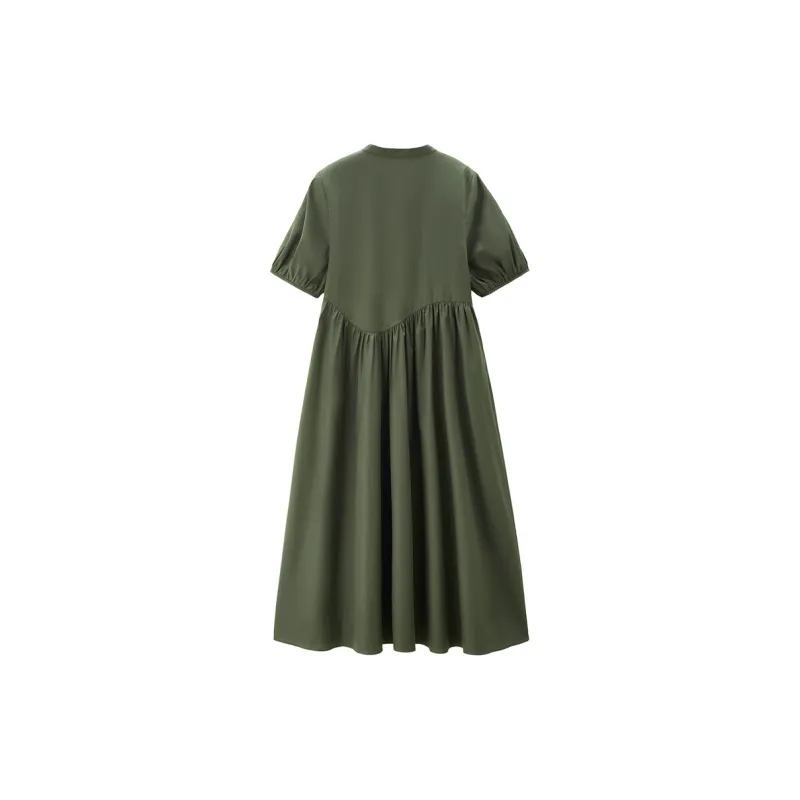 UNIQLO Short Sleeved Dresses Women's Vintage Green-1