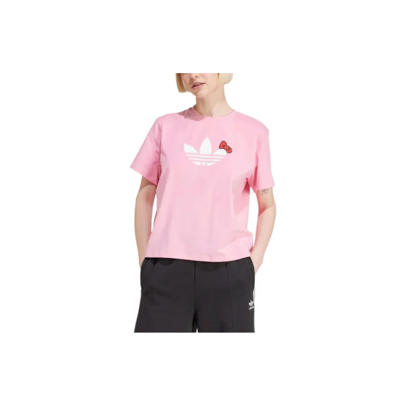 adidas originals X Hello Kitty Trefoil Square Corner T-shirt Pink-1