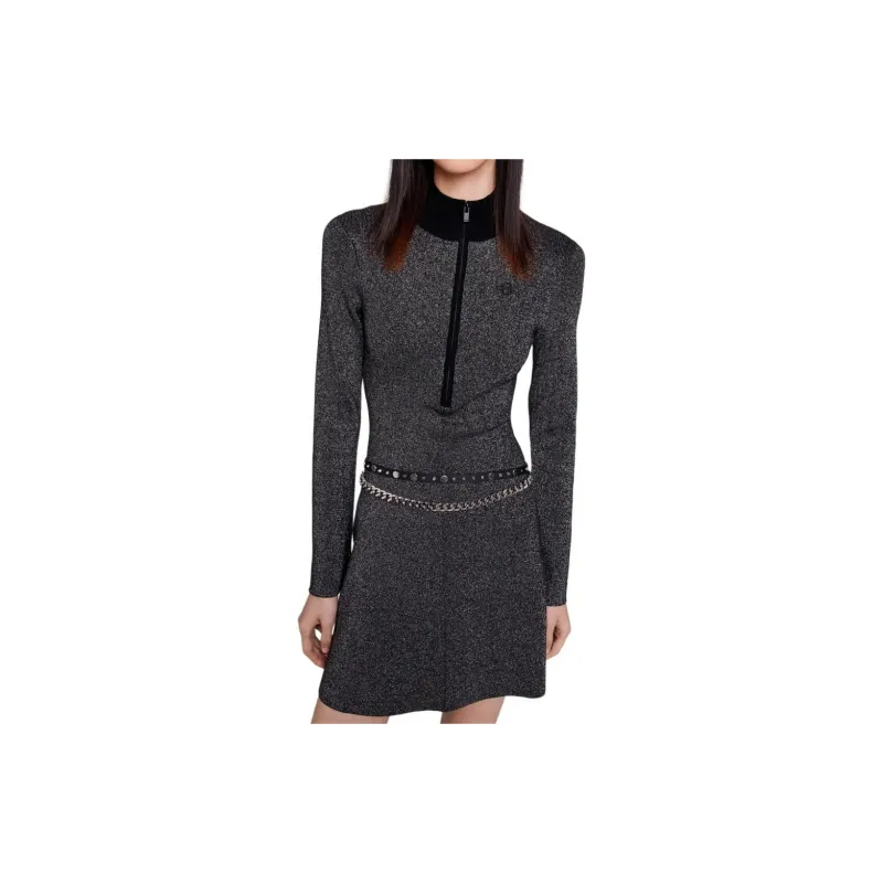 Maje Long Sleeved Dress Women's Black-2