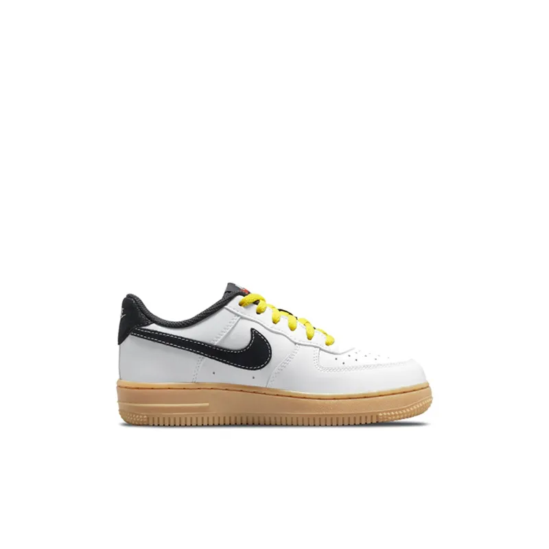 Nike Air Force 1 Abrasion Resistant Low Top Skateboard Shoes White Black Children Aged 3 7 Years Old-1