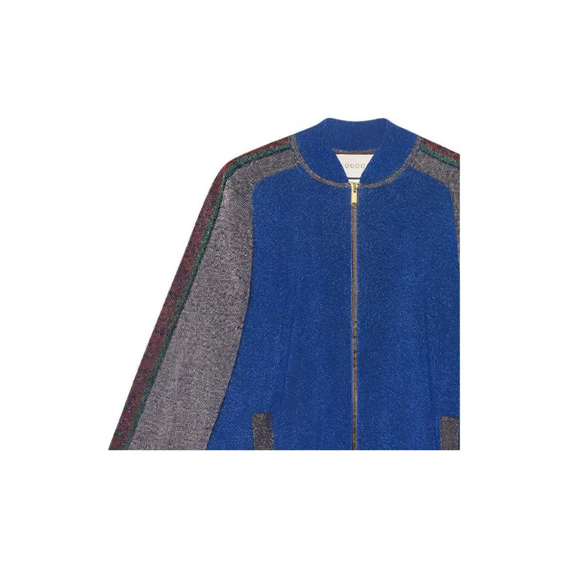 GUCCI Baseball Jacket Women's Blue-3