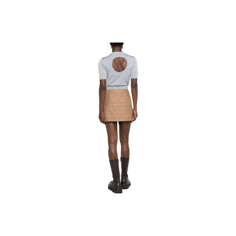 VERSACE Allover Leather trim Miniskirt-1