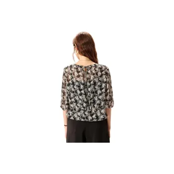 FENHONGMALI Shirt Women's Black Base White