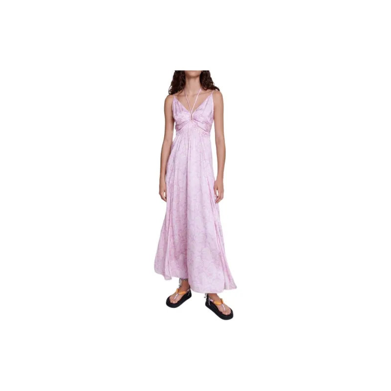Maje Paisley-print Satin Maxi Dress-1