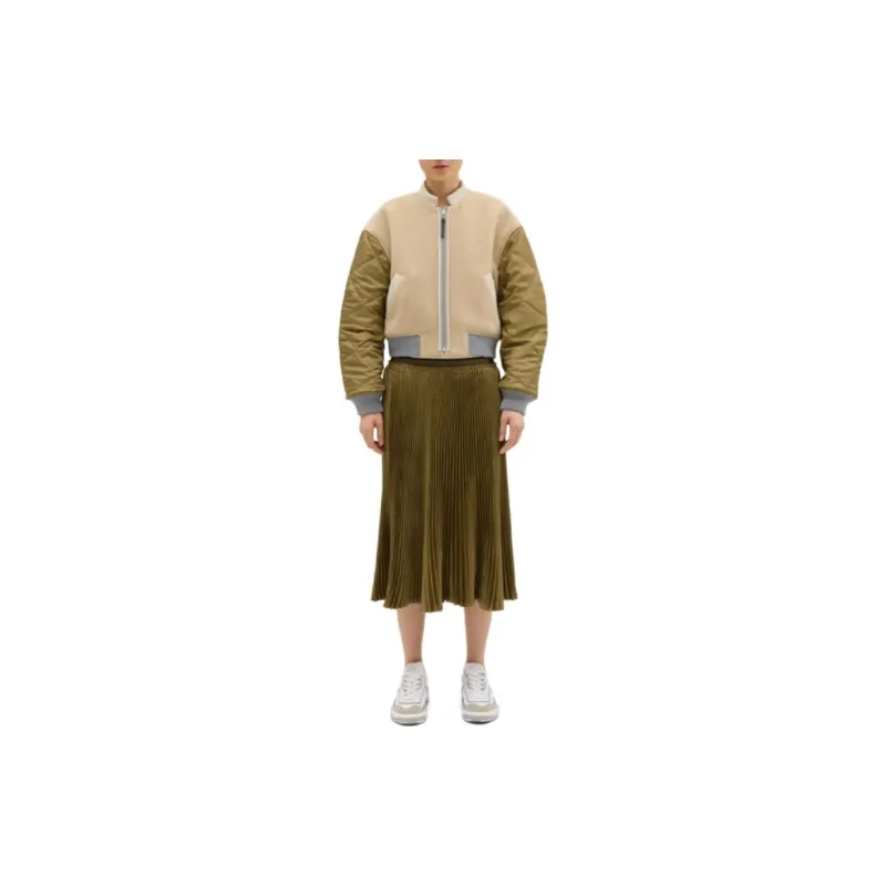 THEORY Casual Long Skirts Women's Olive Gold Green F0X-1