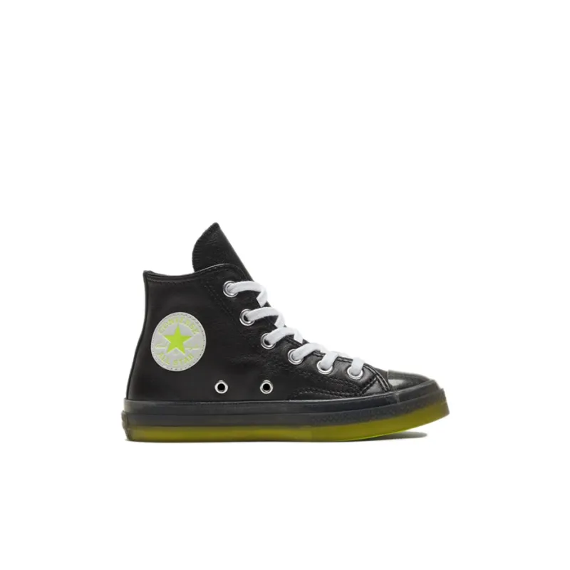 Converse All Star Series Anti-Slip Wear-Resistant High-Top Kids Canvas Shoes Black Green Children Aged 3-7 Years Old-1
