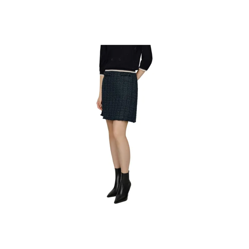 JZ. ANNAKRO Casual Short Skirts Women's Black Plaid-3
