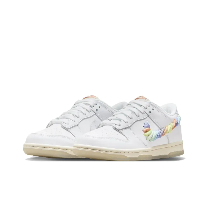 Nike Dunk Low SE Rainbow Lace Swoosh White GS-2
