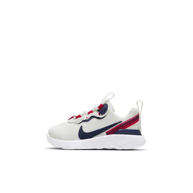Nike React Element 55 Cushioned Wear-Resistant Lightweight Low-Top Toddler Shoes White Blue Red Infant And Toddler-0