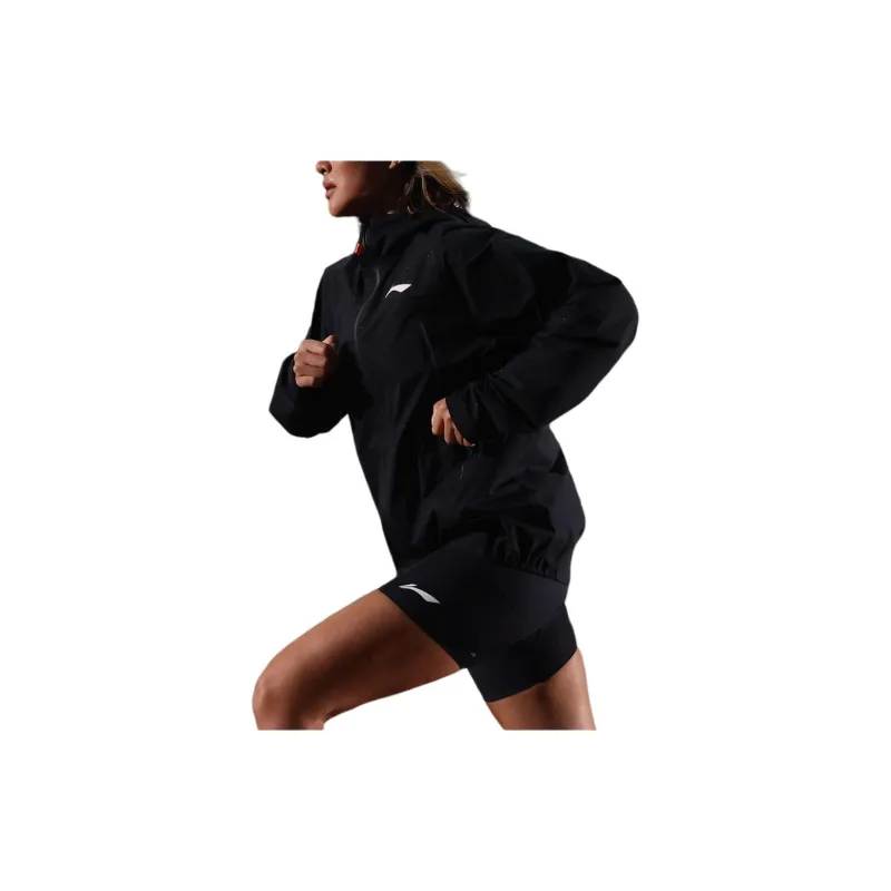 LiNing Running Collection Water Resistant Windproof Breathable Windbreaker Jacket Unisex Black-3