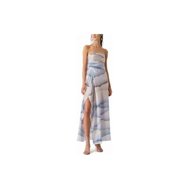 GIORGIO ARMANI Draped Abstract-Pattered Dress-1