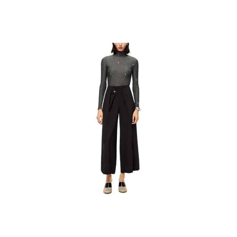 LOEWE Luxury Cropped Belted Pants 'Black'-1