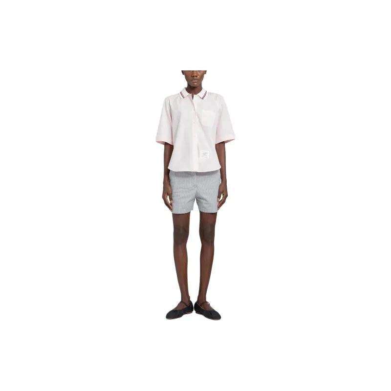 THOM BROWNE Striped Seersucker Shorts-1