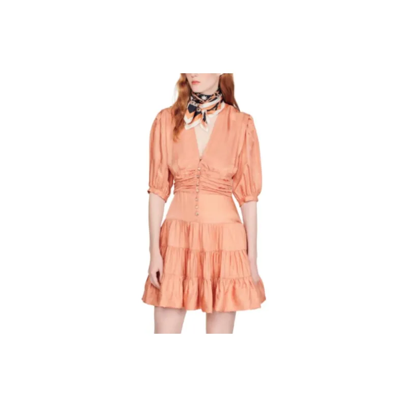 Sandro Short-Sleeved Dresses Women's Light Orange-3
