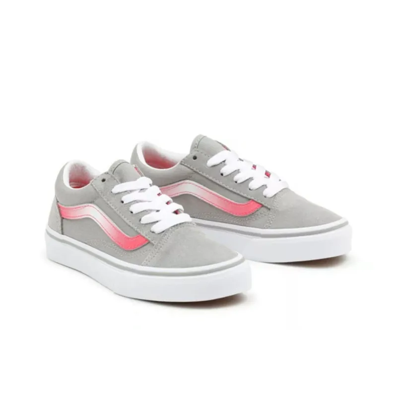 Vans Old Skool Low-Top Kids' Skateboarding Shoes Gray Pink Teenagers-2