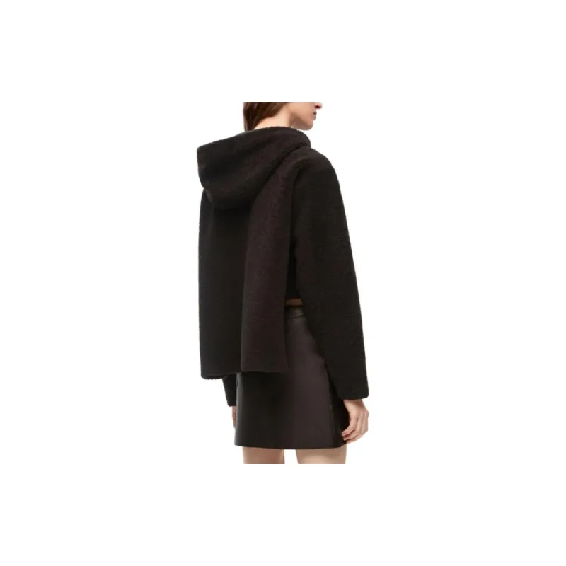 LOEWE Anagram-embossed Hooded Shearling Jacket-4