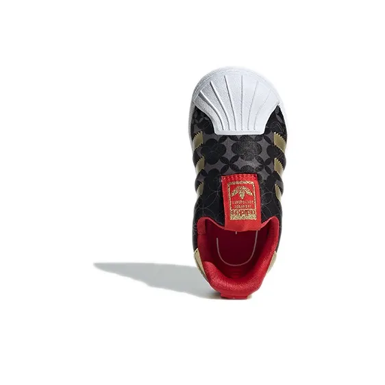 Adidas Originals Superstar Collection 360 I Abrasion Resistant Low Top Toddler Shoes Black Gold Infant And Toddler-4