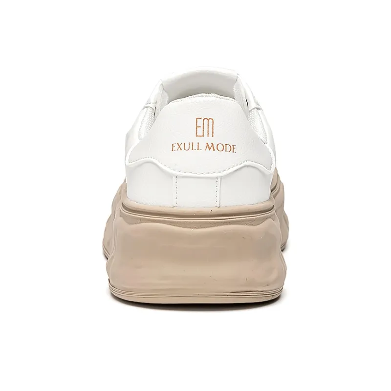 EXULL Q Cookie White Sneakers Lightweight Low Top Skateboard Shoes Women's Khaki-3