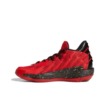 Adidas D Lillard 7 Breathable Low Top Basketball Shoes Red Black And Gold Teenagers