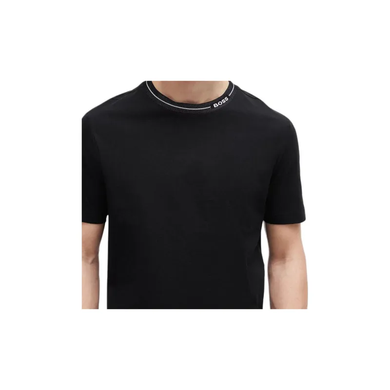 HUGO BOSS Logo collar Cotton jersey T shirt-4