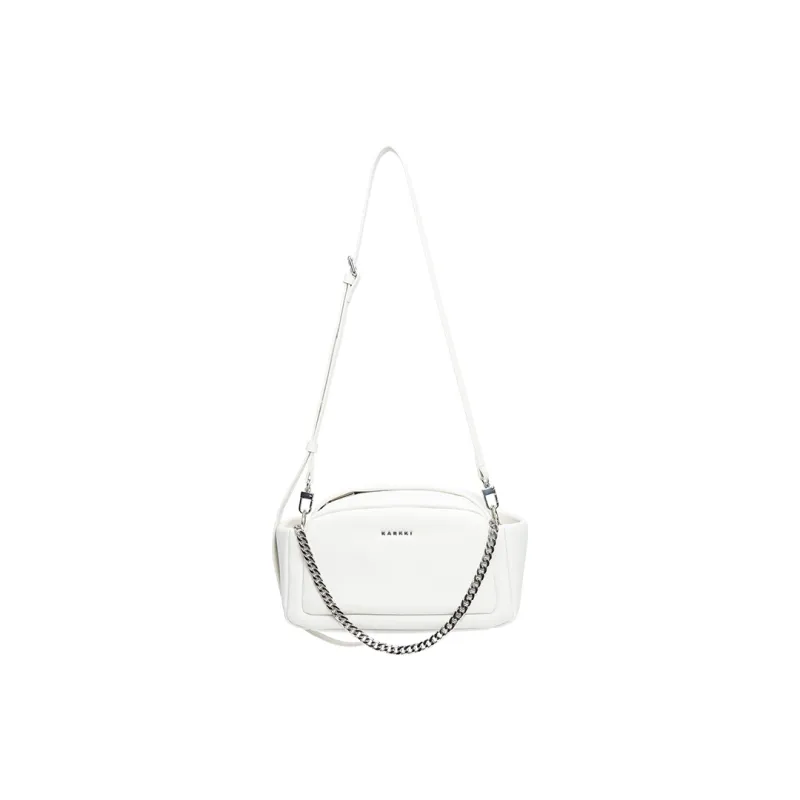 Karkki Leather Crossbody Bag, Shoulder Bag Women's White-7