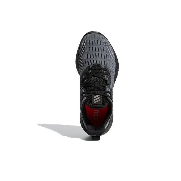 Adidas AlphaBounce +J Slip Resistant Low Top Running Shoes Gray Black Teenagers-4