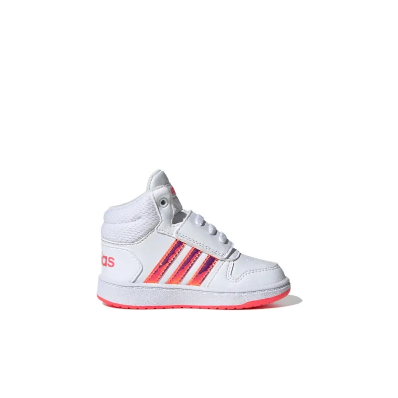 Adidas Neo Hoops 2.0 Mid Slip Resistant Mid Top Skateboard Shoes White Pink Infant And Toddler-1