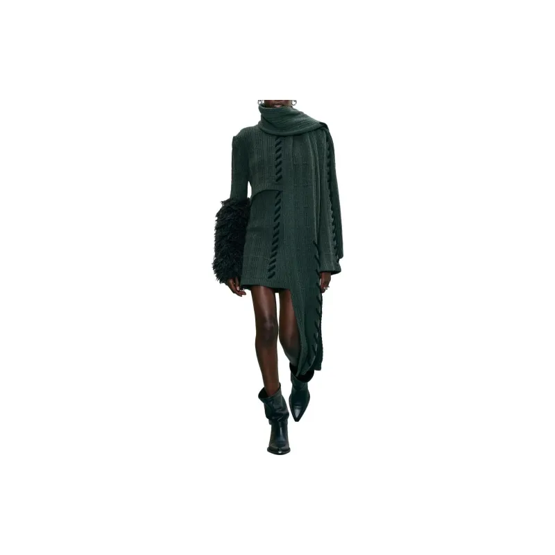 ZARA Long-Sleeved Dresses Women's Green-2