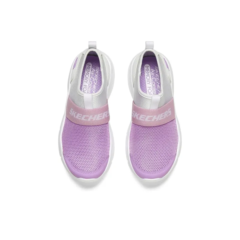 Skechers Go Fle Wear-Resistant Breathable Slip-Resistant Kids Lifestyle Shoes White Lavender Teenagers-3