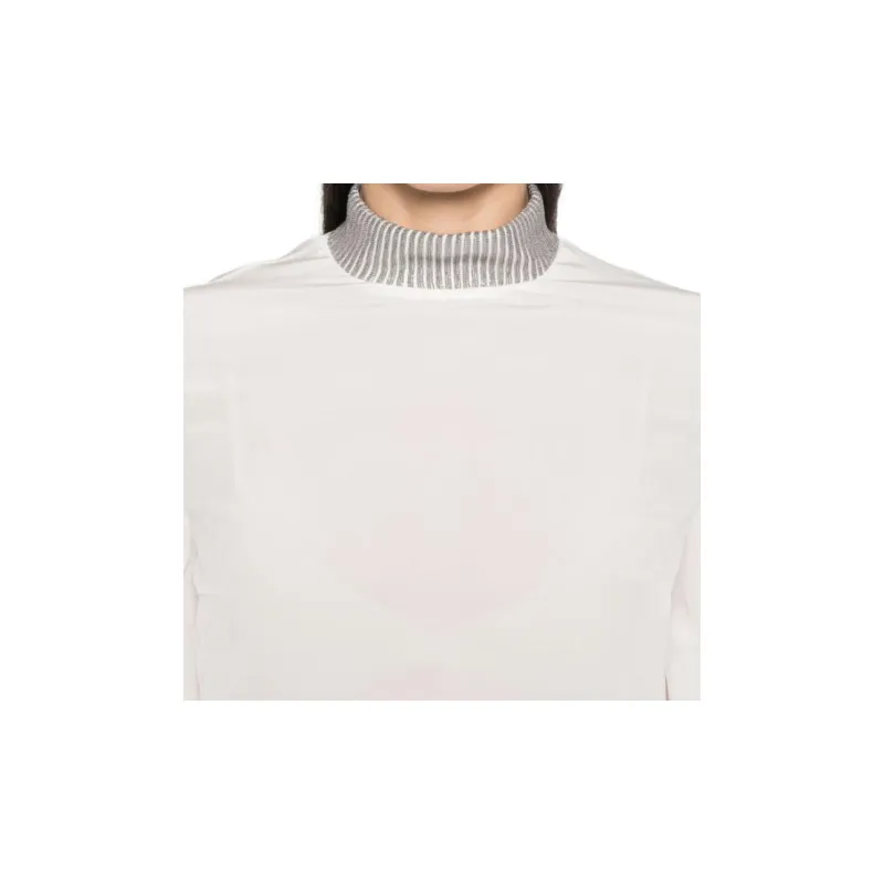 Brunello Cucinelli Embellished Mock Neck Blouse-4