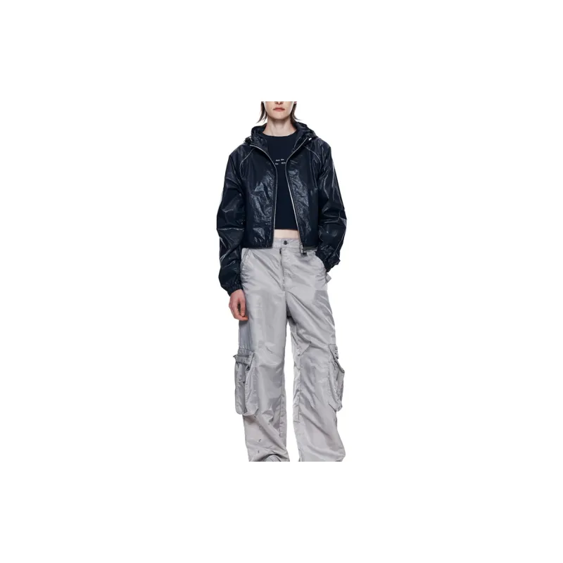 MATIN KIM Women's Matin Crop Hoodie Coating Jacket Black-4