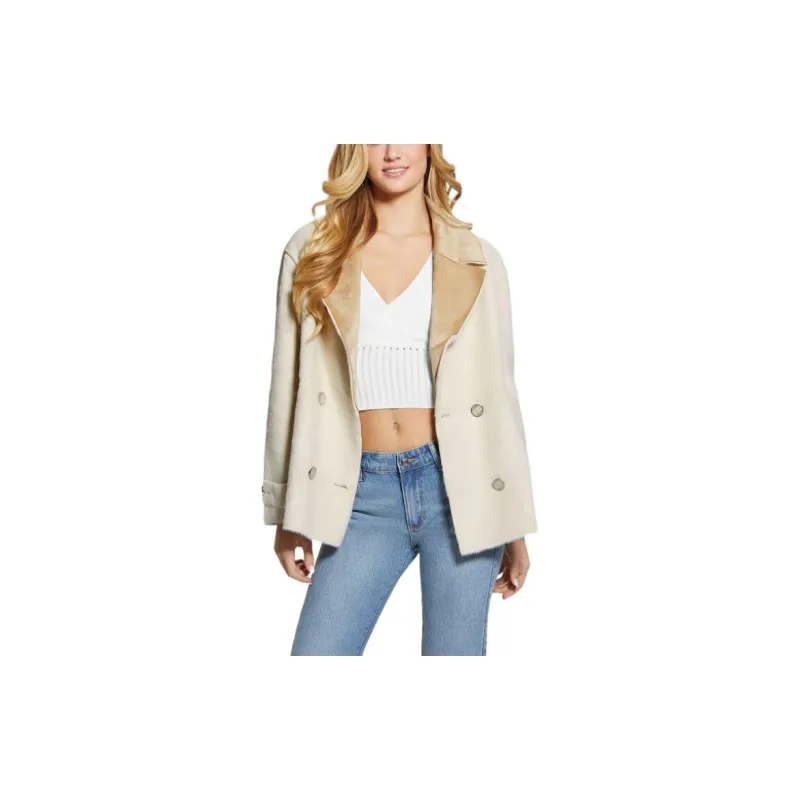 GUESS Faux Fur Jacket Jackets Coats Women's Beige-3