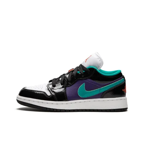 Jordan 1 Low Black Court Purple Turbo Green GS