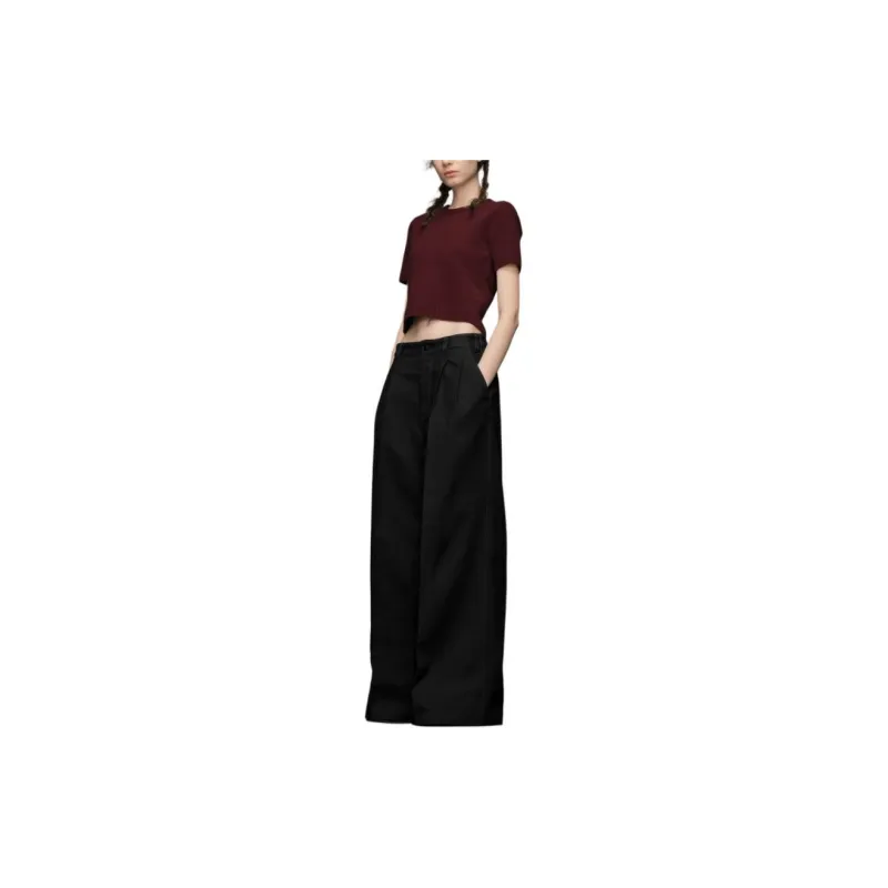 Maison Margiela Logo Stitched Wide Leg Trousers-1