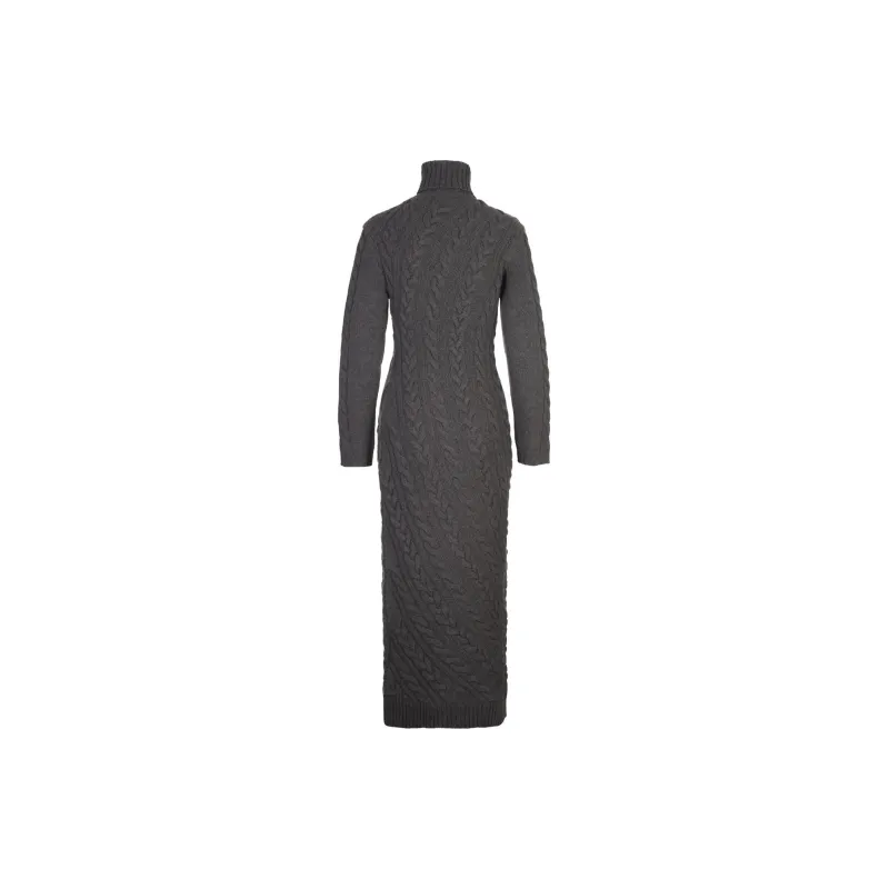 MaxMara Curved Ribbed Turtleneck Maxi Dress-1