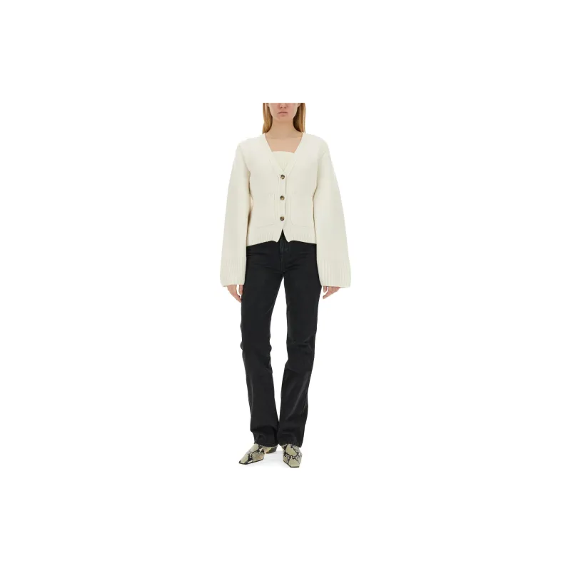 KHAITE Scarlet Long Sleeved V Neck Cardigan-3
