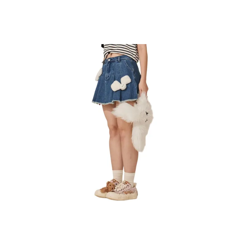 TSMLXLT Denim Short Skirts Women's Light Denim Blue-5