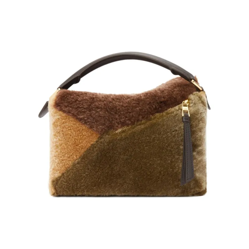 LOEWE Puzzle Shearling Handbag Shoulder Bag Crossbody Bag Small Size Women's Multicolor-5