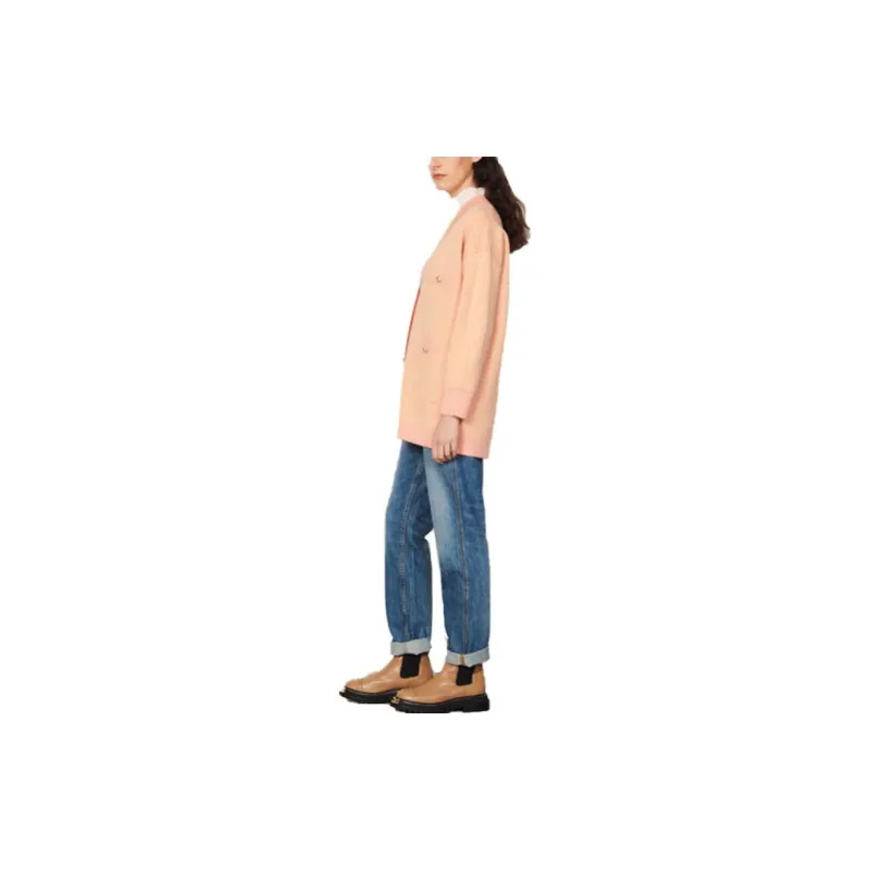 Sandro Velvet-feel Coat Women's Light Orange-3